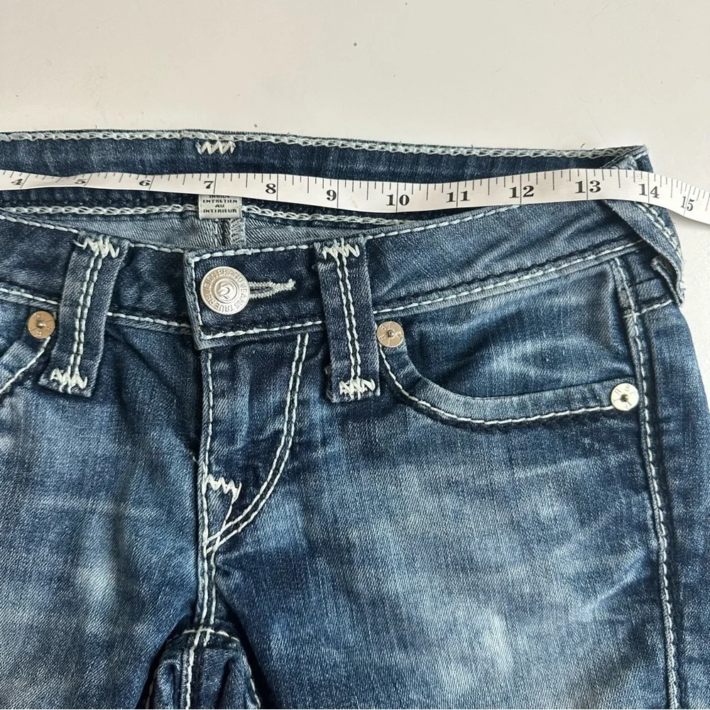 True Religion Skinny Jeans Cosmic Dust Low Rise Embroidered Stonewashed 26 Y2K